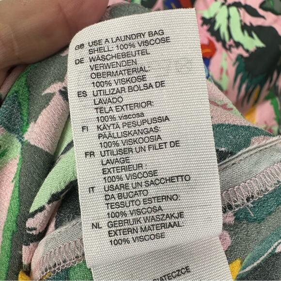 & Other Stories Pink Multi Color Tropical Parrot Print Midi Length Kaftan Sz S - Picture 7 of 10